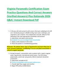 Virginia Paramedic Certification Exam Practice Questions And Correct Answers (Verified A