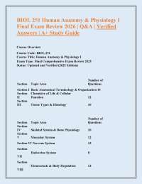 BIOL 251 Human Anatomy & Physiology I Final Exam Review 2026 | Q&A | Verified Answers | A+