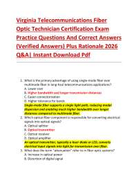 Virginia Telecommunications Fiber Optic Technician Certification Exam Practice Questions