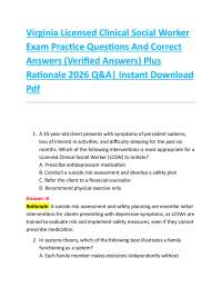 Virginia Licensed Clinical Social Worker Exam Practice Questions And Correct Answers (Ve