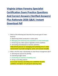 Virginia Urban Forestry Specialist Certification Exam Practice Questions And Correct Ans