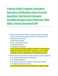 Virginia Public Program Evaluation Specialist Certification Exam Practice Questions And