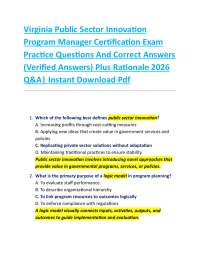Virginia Public Sector Innovation Program Manager Certification Exam Practice Questions