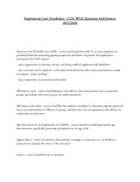 Employment Law: Vocabulary - C233 WGU Questions And Answers 2025/2026