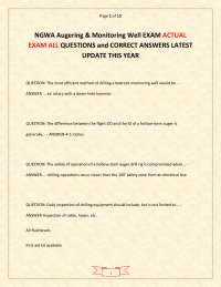 NGWA Augering & Monitoring Well EXAM ACTUAL EXAM ALL QUESTIONS and CORRECT ANSWERS LATEST
