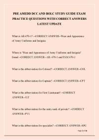 Pre-AMEDD DCC and BOLC Study Guide: Exam Practice Questions with Correct Answers – Latest