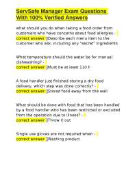 ServSafe Manager Exam Questions With 100% Verified Answers