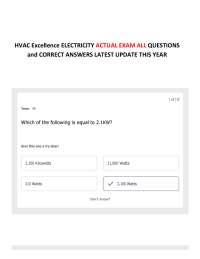 HVAC Excellence ELECTRICITY ACTUAL EXAM ALL QUESTIONS and CORRECT ANSWERS LATEST UPDATE TH