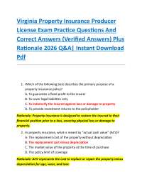 Virginia Property Insurance Producer License Exam Practice Questions And Correct Answers