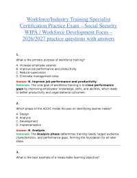 WORKFORCE/INDUSTRY TRAINING SPECIALIST CERTIFICATION PRACTICE EXAM | SOCIAL SECURITY WIPA