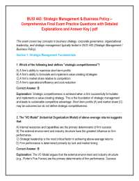 BUSI 443: Strategic Management & Business Policy – Comprehensive Final Exam Practice Ques