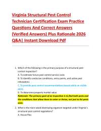 Virginia Structural Pest Control Technician Certification Exam Practice Questions And Co