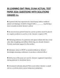 JB LEARNING EMT FINAL EXAM ACTUAL TEST PAPER 2026 QUESTIONS WITH SOLUTIONS GRADED A+
