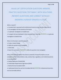 AALAS LAT CERTIFICATION QUESTIONS ANWERS PRACTICE QUESTIONS TEST BANK 1 WITH SOLUTIONS