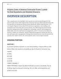 Virginia Class A General Contractor Exam | Latest Verified Questions and Detailed Answers