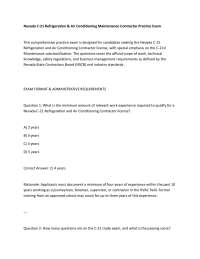 Nevada C-21 Refrigeration & Air Conditioning Maintenance Contractor Practice Exam