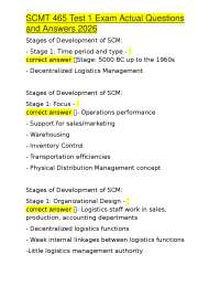 SCMT 465 Test 1 Exam Actual Questions and Answers 2026