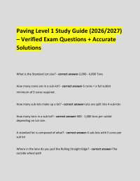Paving Level 1 Study Guide (2026/2027) – Verified Exam Questions + Accurate Solutions