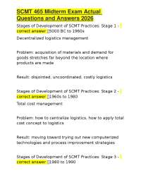 SCMT 465 Midterm Exam Actual Questions and Answers 2026