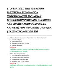 ETCP CERTIFIED ENTERTAINMENT ELECTRICIAN EXAMINATION
