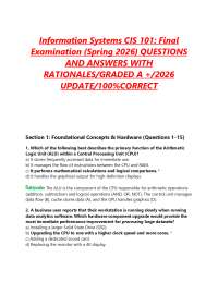 Information Systems CIS 101: Final Examination (Spring 2026) QUESTIONS AND ANSWERS WITH