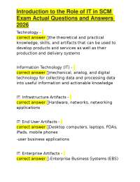 Introduction to the Role of IT in SCM Exam Actual Questions and Answers 2026