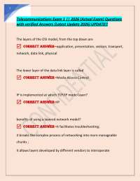 Telecommunications Exam 1 || 2026 (Actual Exam) Questions with verified Answers (Latest