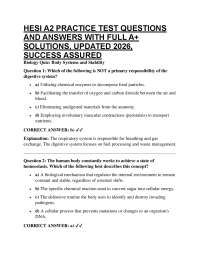 HESI A2 PRACTICE TEST QUESTIONS AND ANSWERS WITH FULL A+ SOLUTIONS, UPDATED 2026, SUCCE