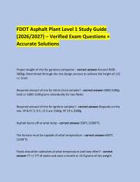 FDOT Asphalt Plant Level 1 Study Guide (2026/2027) – Verified Exam Questions + Accurate S