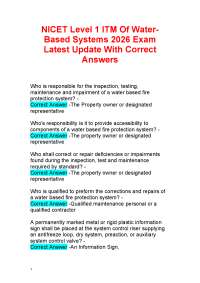 NICET Level 1 ITM of Water Based Systems 2026 Exam Latest Update With Correct Answers