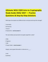 Ultimate WGU C839 Intro to Cryptography Study Guide 2026/ 2027 — Practice Questions &