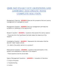 QMB 3602 EXAM 2 | QUESTIONS AND ANSWERS | 2026 UPDATED | COMPLETE SOLUTIONS INCLUDED | UCF