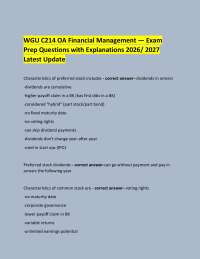 WGU C214 OA Financial Management — Exam Prep Questions with Explanations 2026/ 2027 Lat