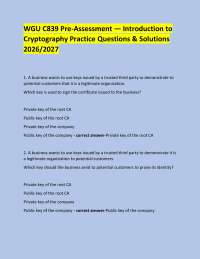 WGU C839 Pre-Assessment — Introduction to Cryptography Practice Questions & Solutions 202