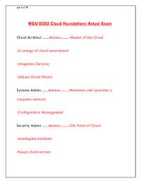 WGU D282 Cloud Foundations Actual Exam | Complete Study Guide & Practice Test