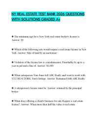 NY REAL ESTATE TEST BANK 2026 QUESTIONS WITH SOLUTIONS GRADED A+