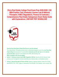 Perry Real Estate College Final Exam Prep 2026-2028 | 100 Q&A Practice Test | Kentucky