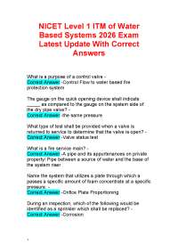NICET Level 1 ITM Of Water Based Systems 2026 Exam Latest Update With Correct Answers