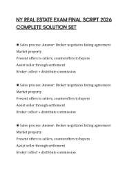 NY REAL ESTATE EXAM FINAL SCRIPT 2026 COMPLETE SOLUTION SET