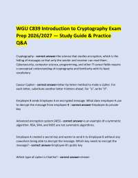 WGU C839 Introduction to Cryptography Exam Prep 2026/2027 — Study Guide & Practice Q&A
