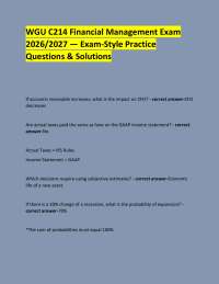 WGU C214 Financial Management Exam 2026/2027 — Exam-Style Practice Questions & Solutions