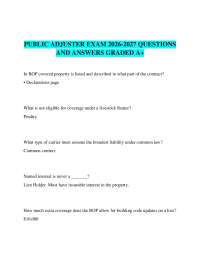 PUBLIC ADJUSTER EXAM 2026-2027 QUESTIONS AND ANSWERS GRADED A+