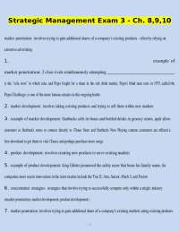 Strategic Management Exam Questions with complete Solutions Latest Update