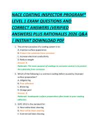 NACE COATING INSPECTOR PROGRAM LEVEL 1 EXAM QUESTIONS AND CORRECT ANSWERS