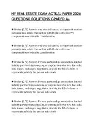 NY REAL ESTATE EXAM ACTUAL PAPER 2026 QUESTIONS SOLUTIONS GRADED A+
