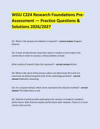 WGU C224 Research Foundations PreAssessment — Practice Questions & Solutions 2026/2027