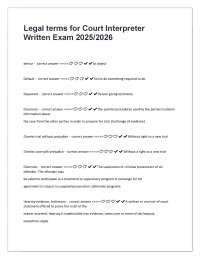Legal Terms for Court Interpreter Written Exam 2025/2026: Comprehensive Study Guide