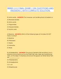 MMBS 111 FINAL EXAM | 194 QUESTIONS AND ANSWERS | COMPLETE SOLUTIONS INCLUDED