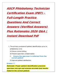 ASCP Phlebotomy Technician Certification Exam (PBT) – Full-Length Practice Questions And C
