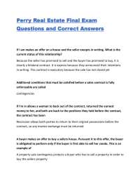 Perry Real Estate College Final Exam Questions and Correct Answers